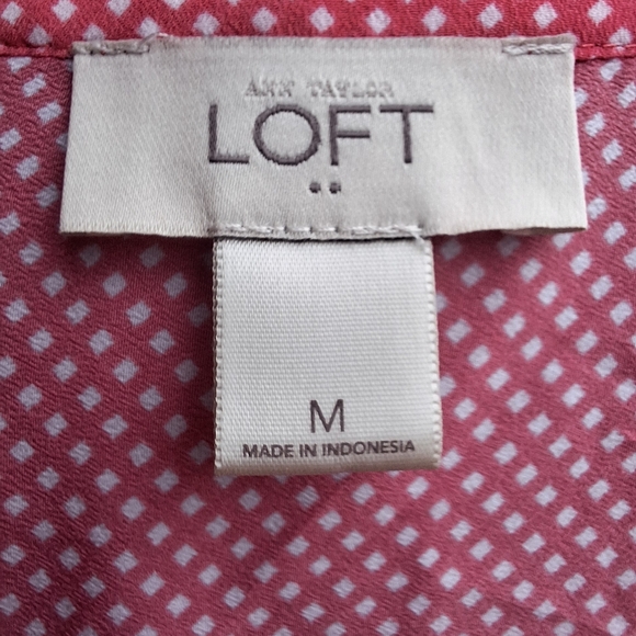 ANN TAYLOT LOFT Pink/Coral Cap Sleeve Button Down Blouse, Medium, Never Worn - Picture 2 of 8
